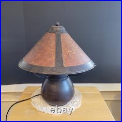 Vintage Mica Table Top Lamp Double Socket Rust & Brown