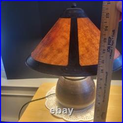 Vintage Mica Table Top Lamp Double Socket Rust & Brown