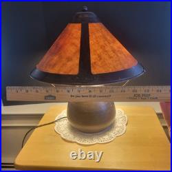 Vintage Mica Table Top Lamp Double Socket Rust & Brown