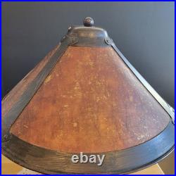 Vintage Mica Table Top Lamp Double Socket Rust & Brown