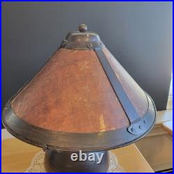 Vintage Mica Table Top Lamp Double Socket Rust & Brown