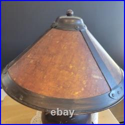 Vintage Mica Table Top Lamp Double Socket Rust & Brown