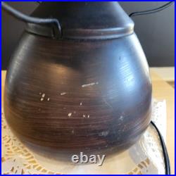 Vintage Mica Table Top Lamp Double Socket Rust & Brown