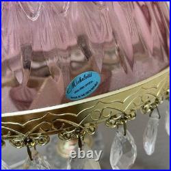 Vintage Michelotti Pink Glass Crystal Prism Boudoir Table Lamp 16.5 Works