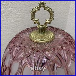 Vintage Michelotti Pink Glass Crystal Prism Boudoir Table Lamp 16.5 Works Vintage Michelotti Pink Glass Crystal Prism Boudoir Table Lamp 16.5 Works