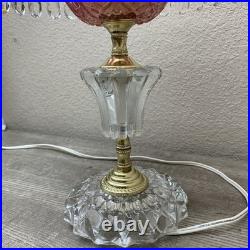 Vintage Michelotti Pink Glass Crystal Prism Boudoir Table Lamp 16.5 Works Vintage Michelotti Pink Glass Crystal Prism Boudoir Table Lamp 16.5 Works