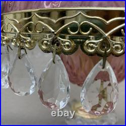Vintage Michelotti Pink Glass Crystal Prism Boudoir Table Lamp 16.5 Works