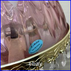 Vintage Michelotti Pink Glass Crystal Prism Boudoir Table Lamp 16.5 Works Vintage Michelotti Pink Glass Crystal Prism Boudoir Table Lamp 16.5 Works
