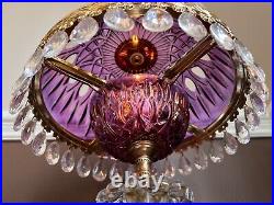 Vintage Michelotti Purple Amethyst Crystal Glass Table Lamp 17