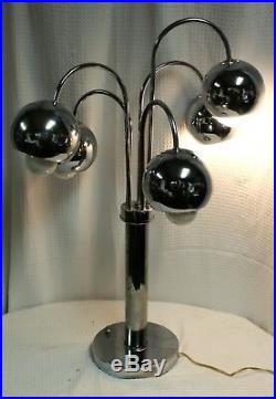 Vintage MidCentury Modern Chrome Eyeball Table Lamp, attrib. To Robert Sonneman