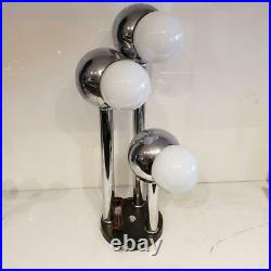Vintage Mid Century 3 Light Chrome Eyeball Electronic Lamp Table Lamp 27 tall
