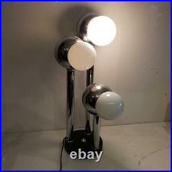 Vintage Mid Century 3 Light Chrome Eyeball Electronic Lamp Table Lamp 27 tall