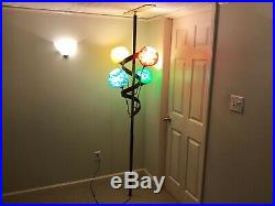 Vintage Mid Century 4-Color Floor To Ceiling Pole Light Red Yellow Green Blue