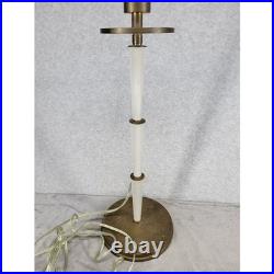 Vintage Mid Century Brass and Frosted Ribbed Crystal Table Lamp 35 Tall MCM