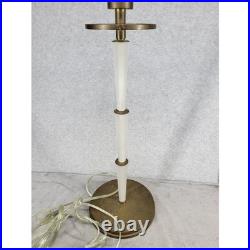 Vintage Mid Century Brass and Frosted Ribbed Crystal Table Lamp 35 Tall MCM