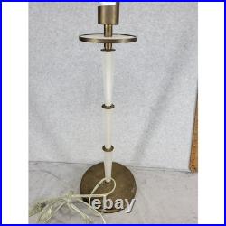 Vintage Mid Century Brass and Frosted Ribbed Crystal Table Lamp 35 Tall MCM