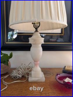 Vintage Mid-Century Carved White Alabaster Marble Urn Table Lamp