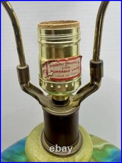 Vintage Mid Century Ceramic Bulbous Melon Drip Glaze Table Lamp Blue Green LARGE Vintage Mid Century Ceramic Bulbous Melon Drip Glaze Table Lamp Blue Green LARGE