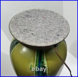 Vintage Mid Century Ceramic Bulbous Melon Drip Glaze Table Lamp Blue Green LARGE Vintage Mid Century Ceramic Bulbous Melon Drip Glaze Table Lamp Blue Green LARGE