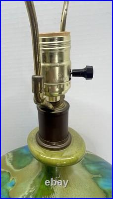 Vintage Mid Century Ceramic Bulbous Melon Drip Glaze Table Lamp Blue Green LARGE Vintage Mid Century Ceramic Bulbous Melon Drip Glaze Table Lamp Blue Green LARGE