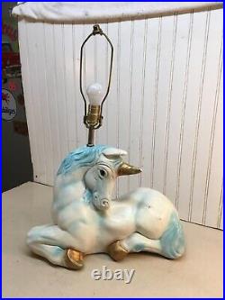 Vintage Mid Century Ceramic Unicorn Table Lamp
