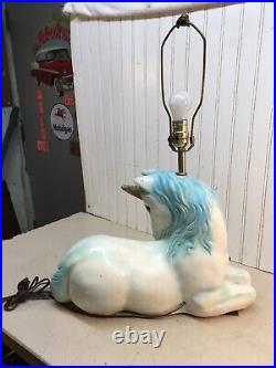 Vintage Mid Century Ceramic Unicorn Table Lamp