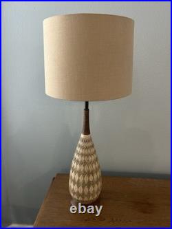 Vintage Mid Century Chalkware Diamond Pattern Table Lamp 32 Tall Decor Works