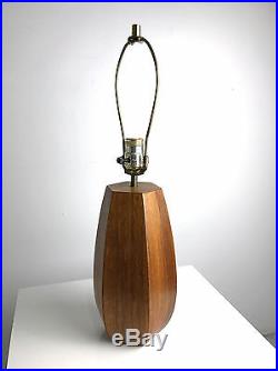 Vintage Mid Century Danish Modern Rosewood Hexagon Sculptural Table Lamp 1950's