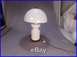 Vintage Mid Century Danish Modern Teak Ceramic Table Lamp Panton era Space Age