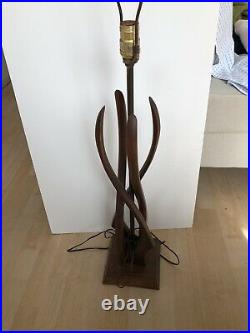Vintage Mid Century Danish Modern Teak Sculptured Wood Table Lamp 1960's Eames