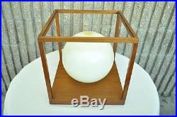 Vintage Mid Century Danish Modern Teak Smoked Lucite Cube Table Desk Lamp