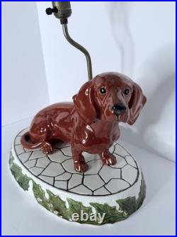 Vintage Mid Century Figural Dachshund Ceramic Lamp Original Shade Wiener Dog MCM