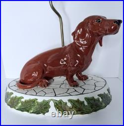 Vintage Mid Century Figural Dachshund Ceramic Lamp Original Shade Wiener Dog MCM