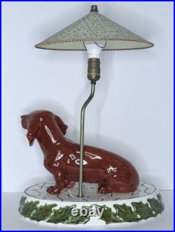 Vintage Mid Century Figural Dachshund Ceramic Lamp Original Shade Wiener Dog MCM Vintage Mid Century Figural Dachshund Ceramic Lamp Original Shade Wiener Dog MCM
