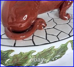 Vintage Mid Century Figural Dachshund Ceramic Lamp Original Shade Wiener Dog MCM