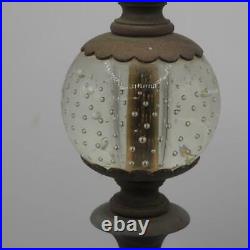 Vintage Mid Century Glass Marble & Brass Table Lamp