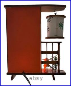Vintage Mid Century Japanese 1950s Geisha Diorama Table Lamp Working
