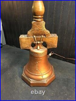 Vintage Mid Century Liberty Bell Ceramic Table Lamp 30in