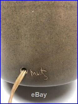 Vintage Mid Century Martz Marshall Studios Brown Speckled Table Lamp / Signed