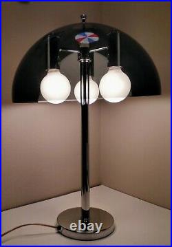 Vintage Mid Century Modern Atomic 3-Light Chrome Acrylic Mushroom Table Lamp 24