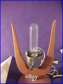 Vintage Mid-Century Modern Atomic Beehive LampWhite Plastic top / Walnut Base
