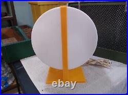 Vintage Mid Century Modern Atomic Space Age White Yellow Plastic Table Lamp