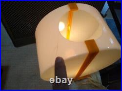 Vintage Mid Century Modern Atomic Space Age White Yellow Plastic Table Lamp