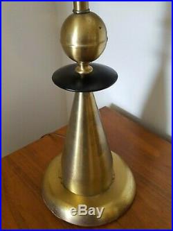 Vintage Mid Century Modern Atomic Table Lamp 2 tier Fiberglass Shade Eames