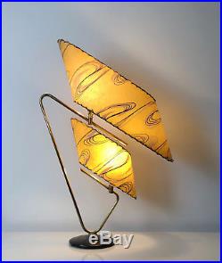Vintage Mid Century Modern Atomic Table Lamp Fiberglass Brass Majestic Att 1950s