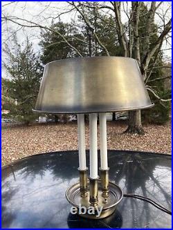 Vintage Mid Century Modern Brass Shade Bouillotte Desk Table Lamp Light Candle