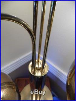 Vintage Mid Century Modern Brass Tone Tiered Eyeball Orb Waterfall Table Lamp