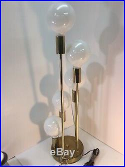 Vintage Mid Century Modern Brass Waterfall globe Table Lamp Light