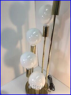 Vintage Mid Century Modern Brass Waterfall globe Table Lamp Light