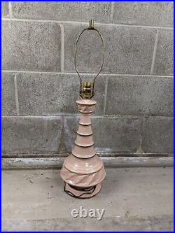 Vintage Mid Century Modern Ceramic Pink & Gold Table Lamp